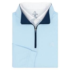 Rhoback 1/4 Zip Golf Shirt Men's Large Blue/Navy Blue Performance Long Sleeve